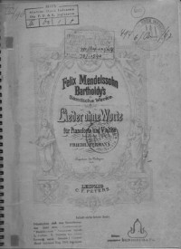 Image of Lieder Ohne Worte fur Pianoforte und Violine