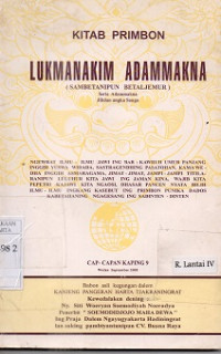 Kitab primbon lukmanakim adammakna