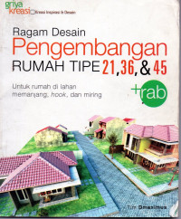 Ragam desain pengembangan rumah tipe  21, 36, & 45 untuk rumah di lahan memanjang, hook, dan  miring