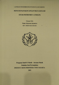 Image of Penyusunan rancangan mata kuliah studi instrumen 1 (violan)